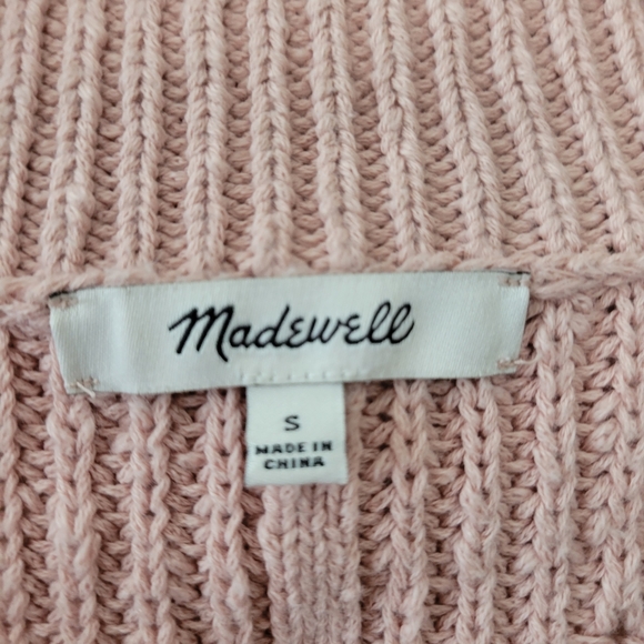 Madewell Hillview 100% Cotton Pink Cable Knit Cardigan Small - Picture 4 of 9